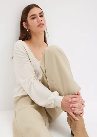 Hebké flísové triko s perličkami • přírodní • bonprix obchod