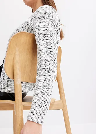 Jachetă tricotată din material cu bumbac • negru/ecru • magazin bonprix