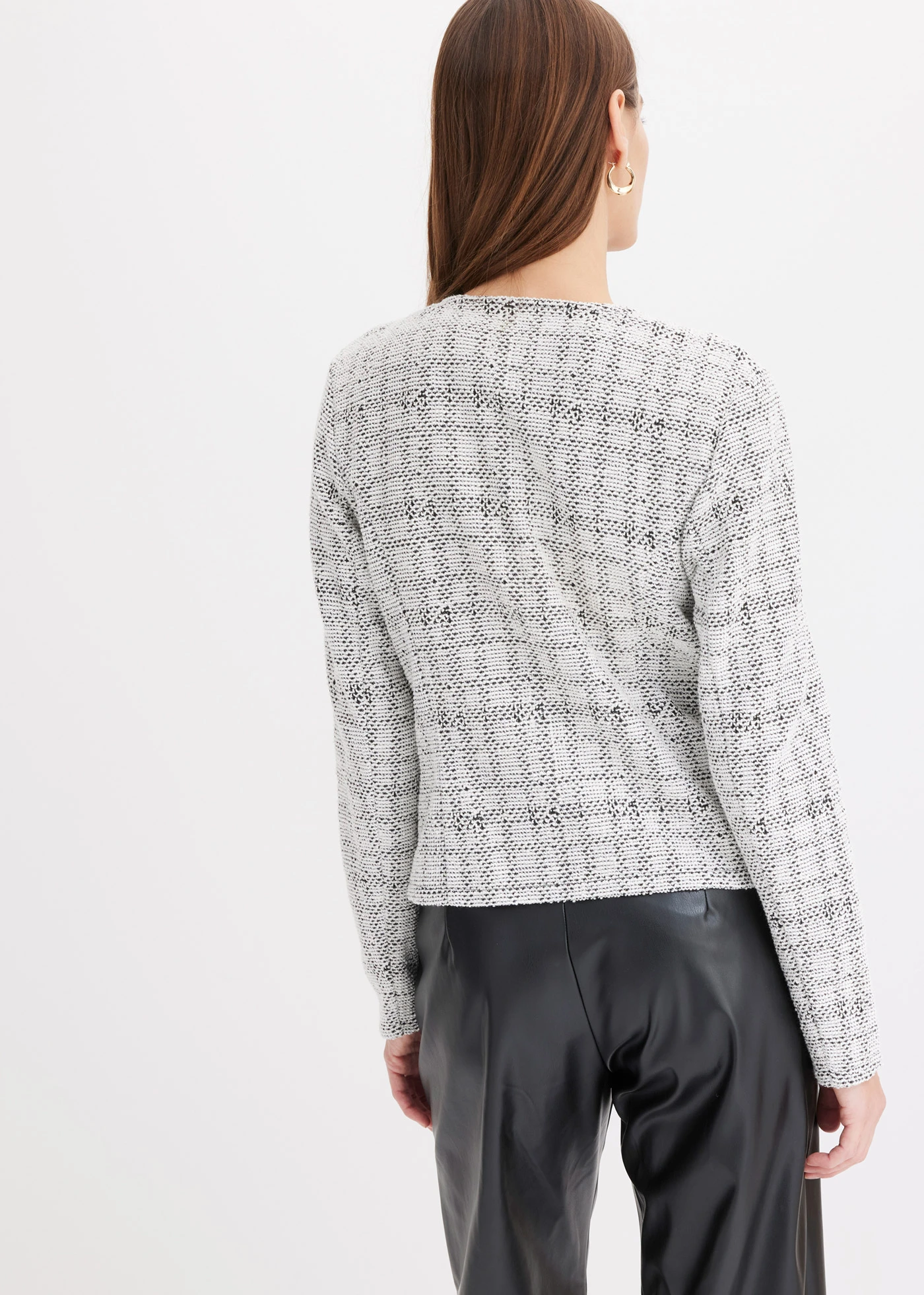 Jachetă tricotată din material cu bumbac • negru/ecru • magazin bonprix