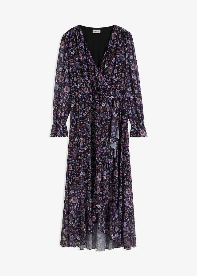 Mesh jurk met bloemenprint