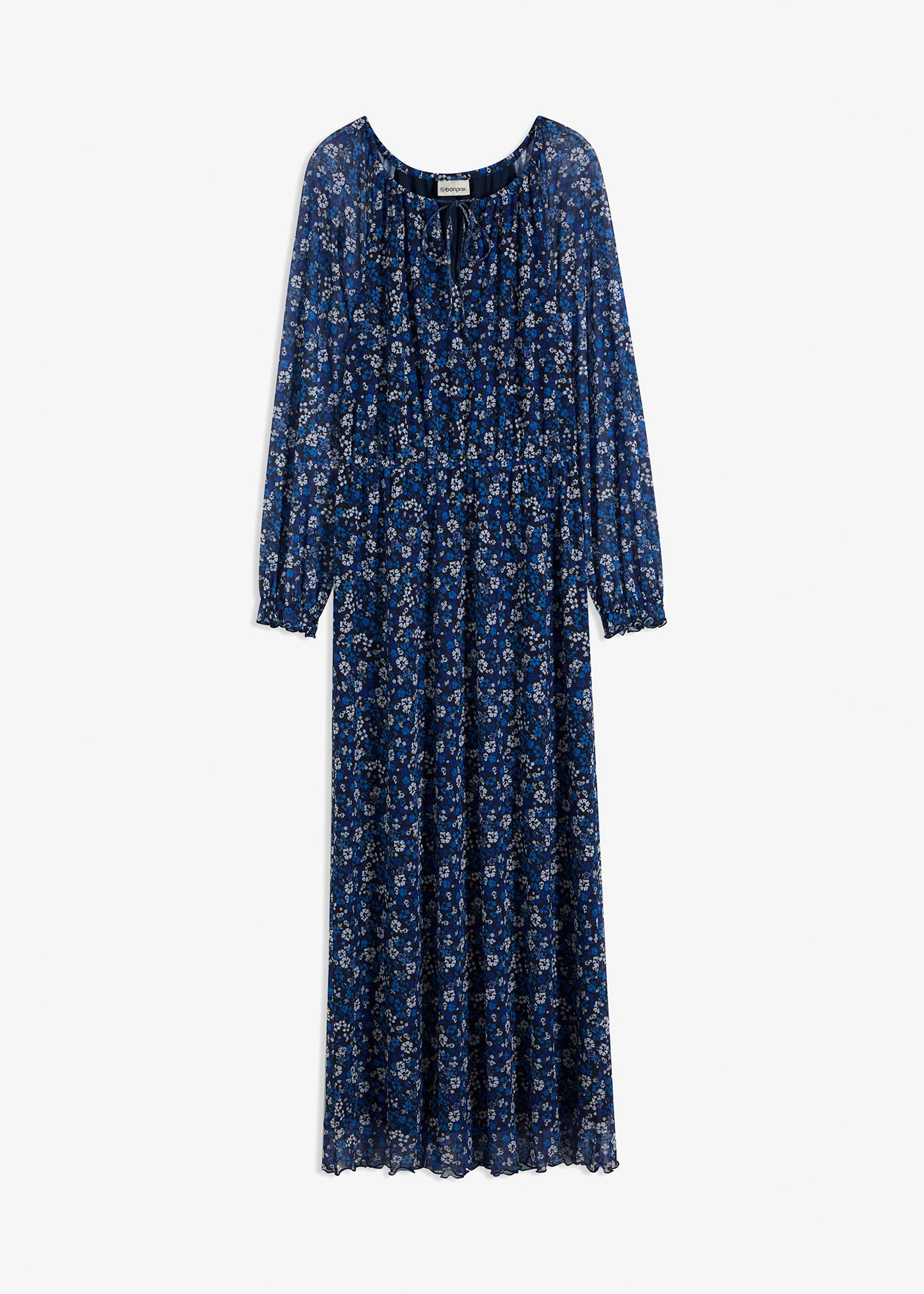 Gebloemde maxi jurk van mesh • zwart-crème-blauw gebloemd • bonprix online shop