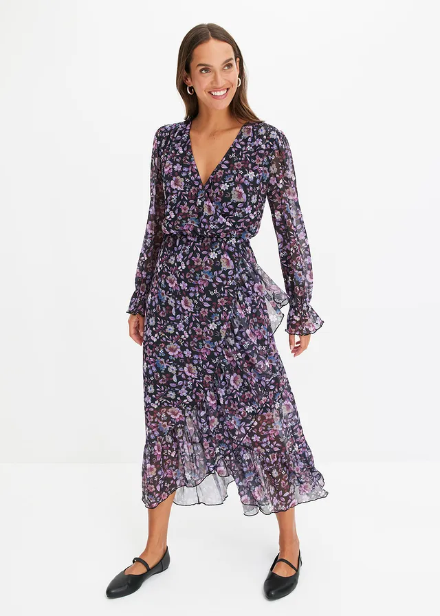 Rochie din mesh cu imprimeu floral • roșu-arțar înflorat • magazin bonprix