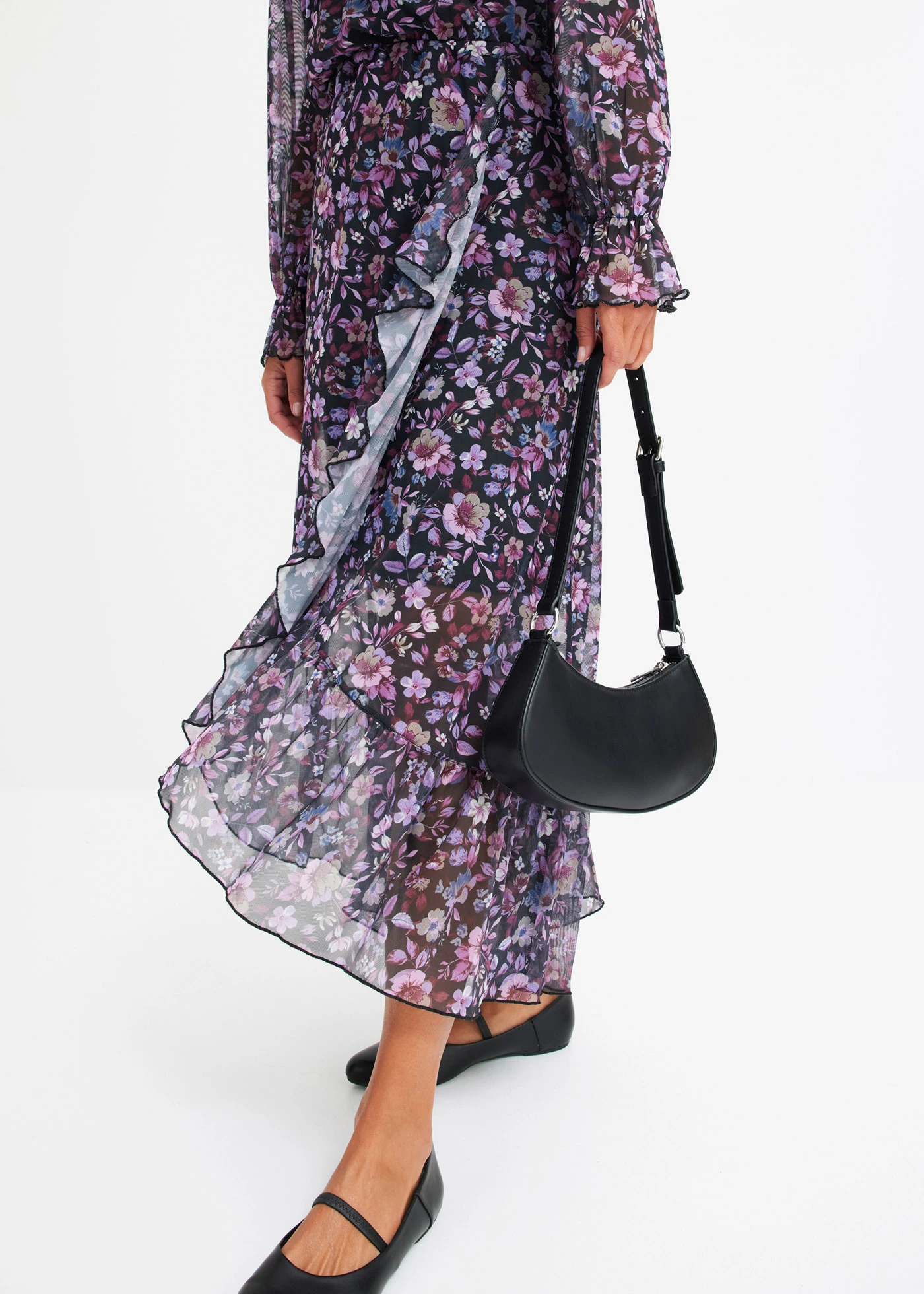 Rochie din mesh cu imprimeu floral • roșu-arțar înflorat • magazin bonprix