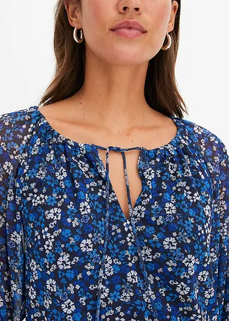 Gebloemde maxi jurk van mesh • zwart-crème-blauw gebloemd • bonprix online shop