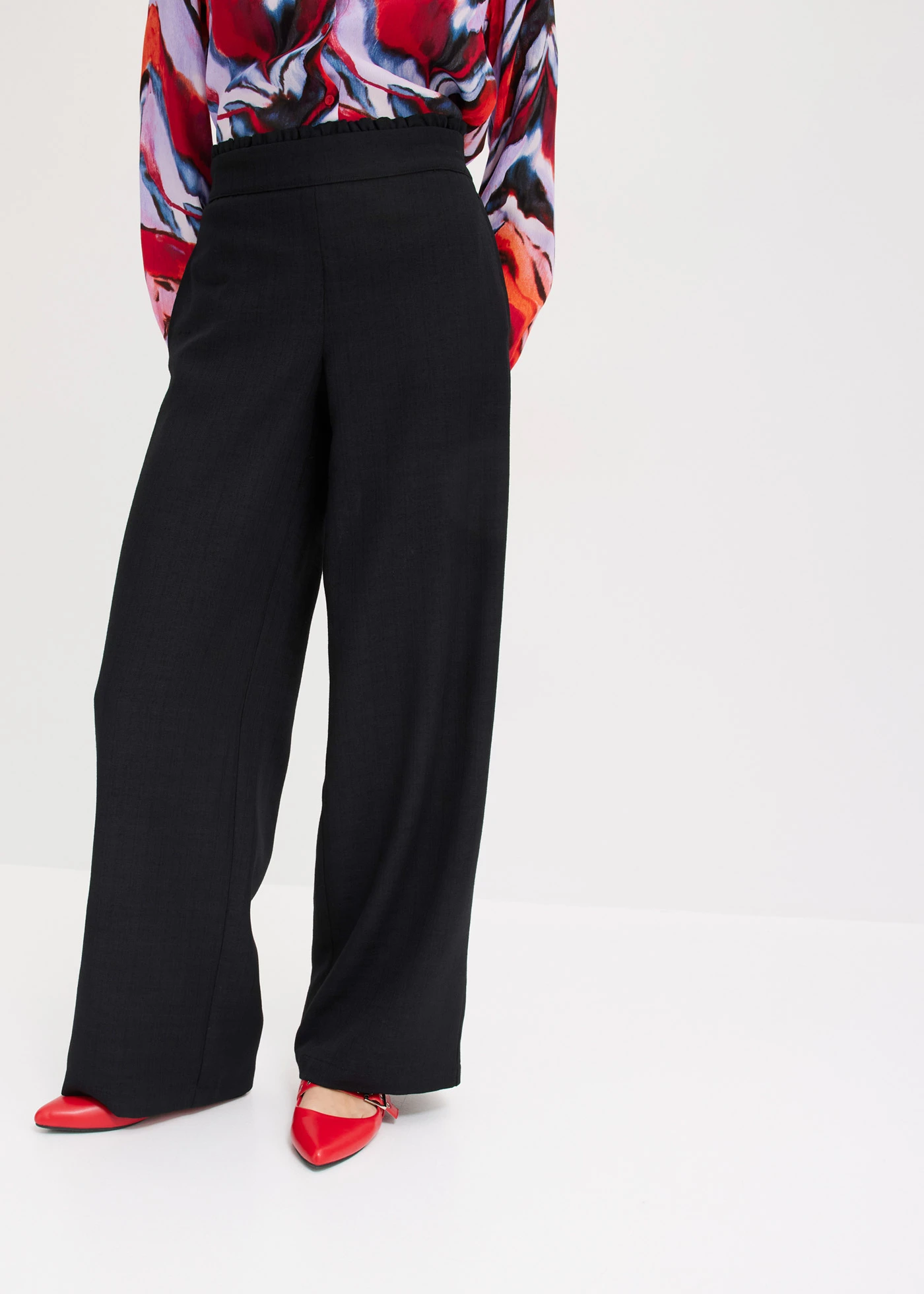 Marlene Dietrich broek in linnen-look met een elegante band • zwart • bonprix online shop