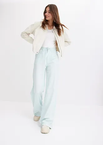 Katoenen longsleeve met ronde hals, Kleur: wit