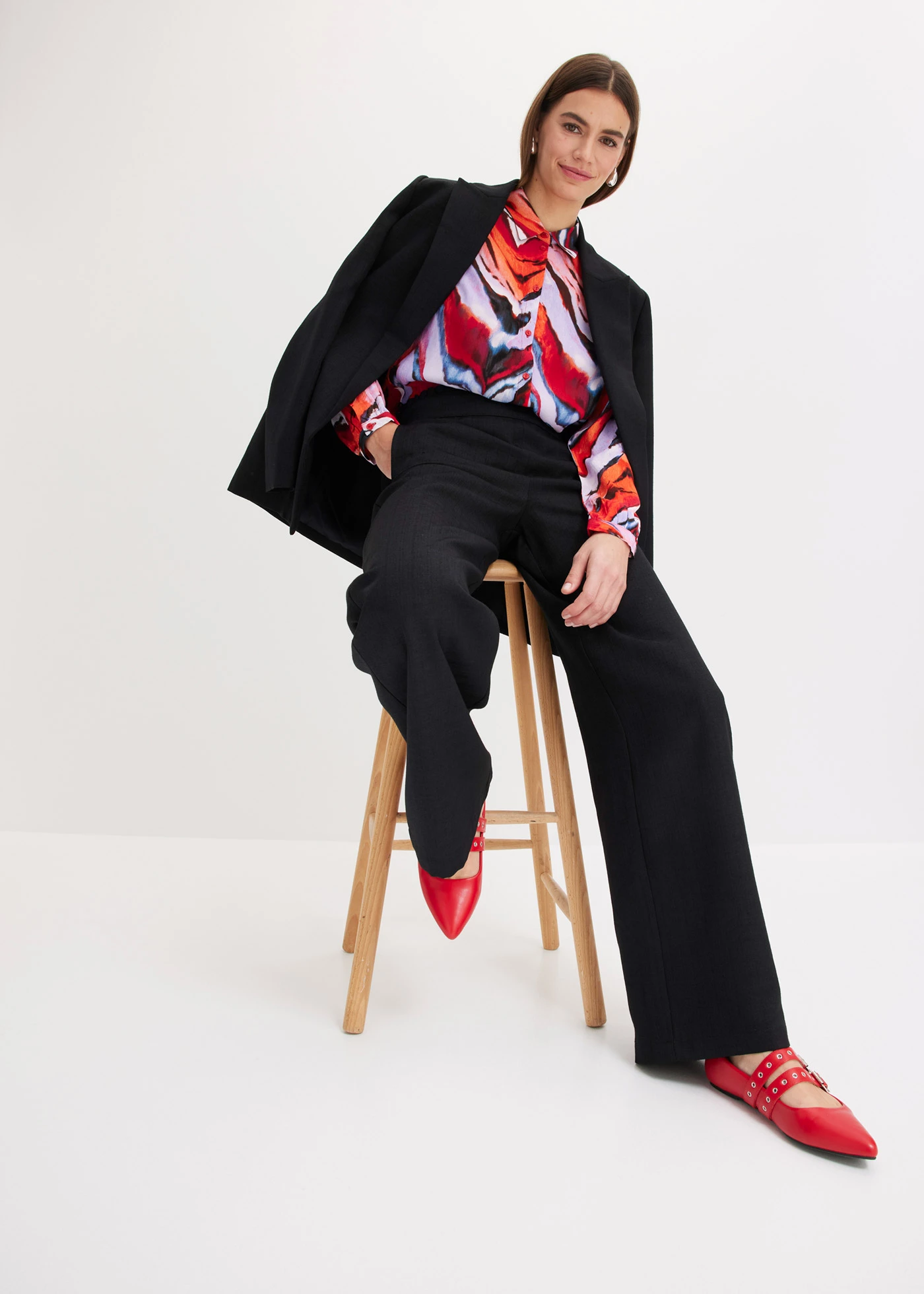 Marlene Dietrich broek in linnen-look met een elegante band • zwart • bonprix online shop