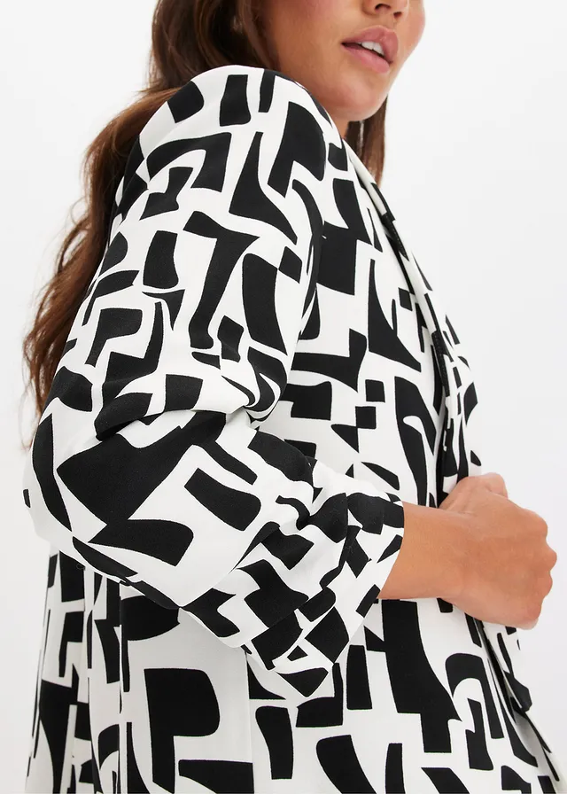 Lange blazer met print • wit-zwart grafische print • product-page.page-title-suffix
