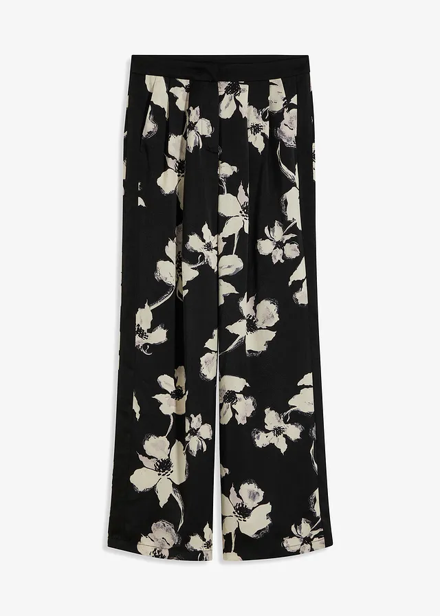 Potlačené saténové nohavice Palazzo
