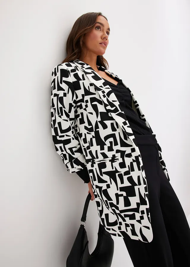 Lange blazer met print • wit-zwart grafische print • product-page.page-title-suffix
