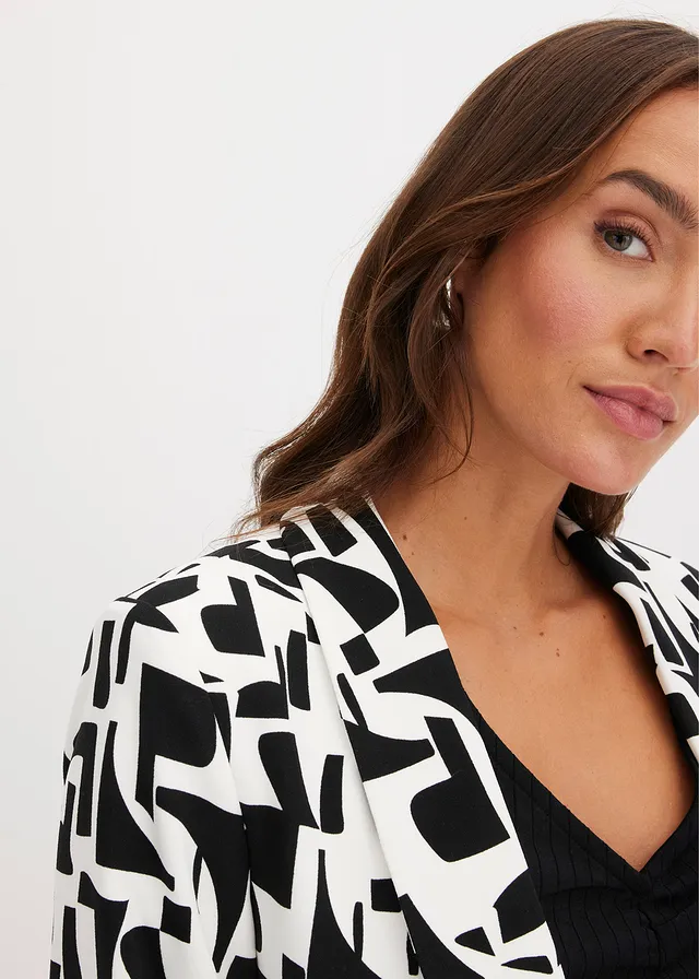 Lange blazer met print • wit-zwart grafische print • product-page.page-title-suffix