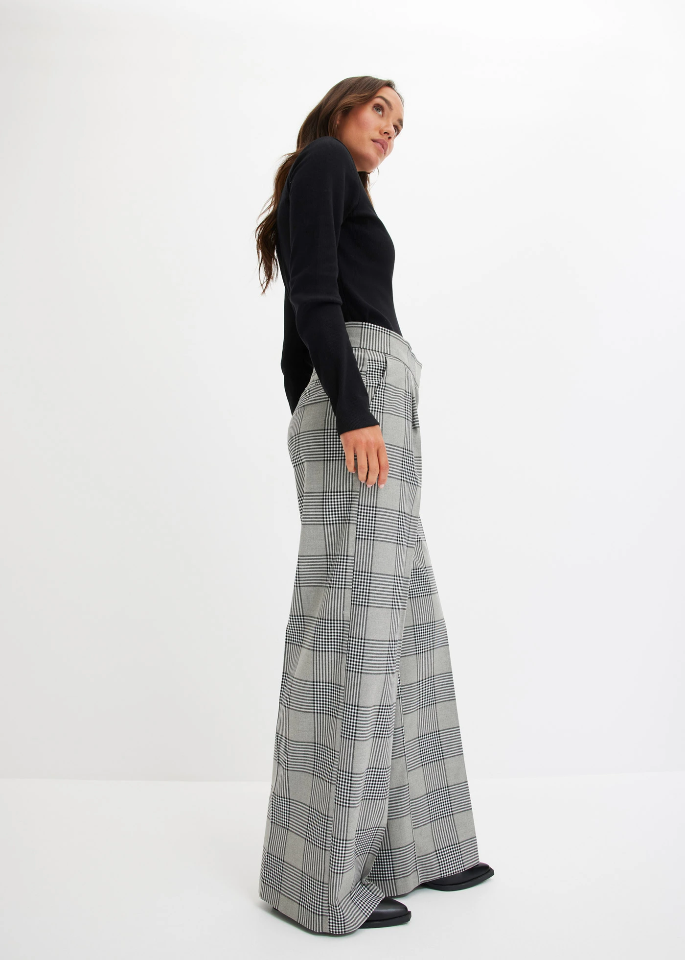 Kostkované kalhoty Marlene • šedá kostkovaná • bonprix obchod