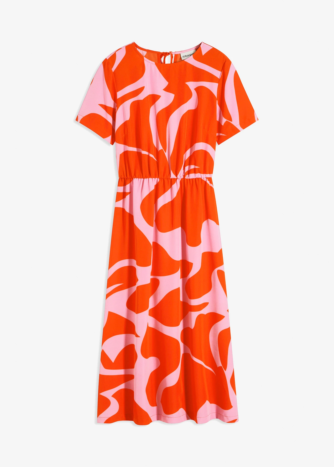 Rochie midi • roșu-portocaliu/pink imprimeu grafic • magazin bonprix