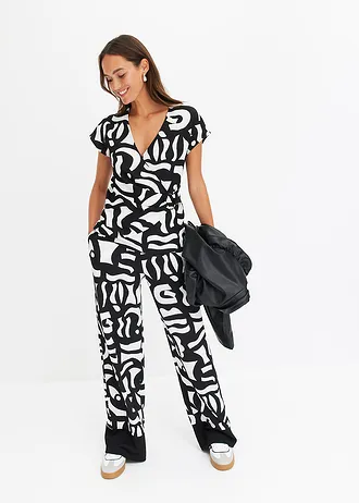 Pantalon en jersey • noir-écru graphique • Boutique bonprix