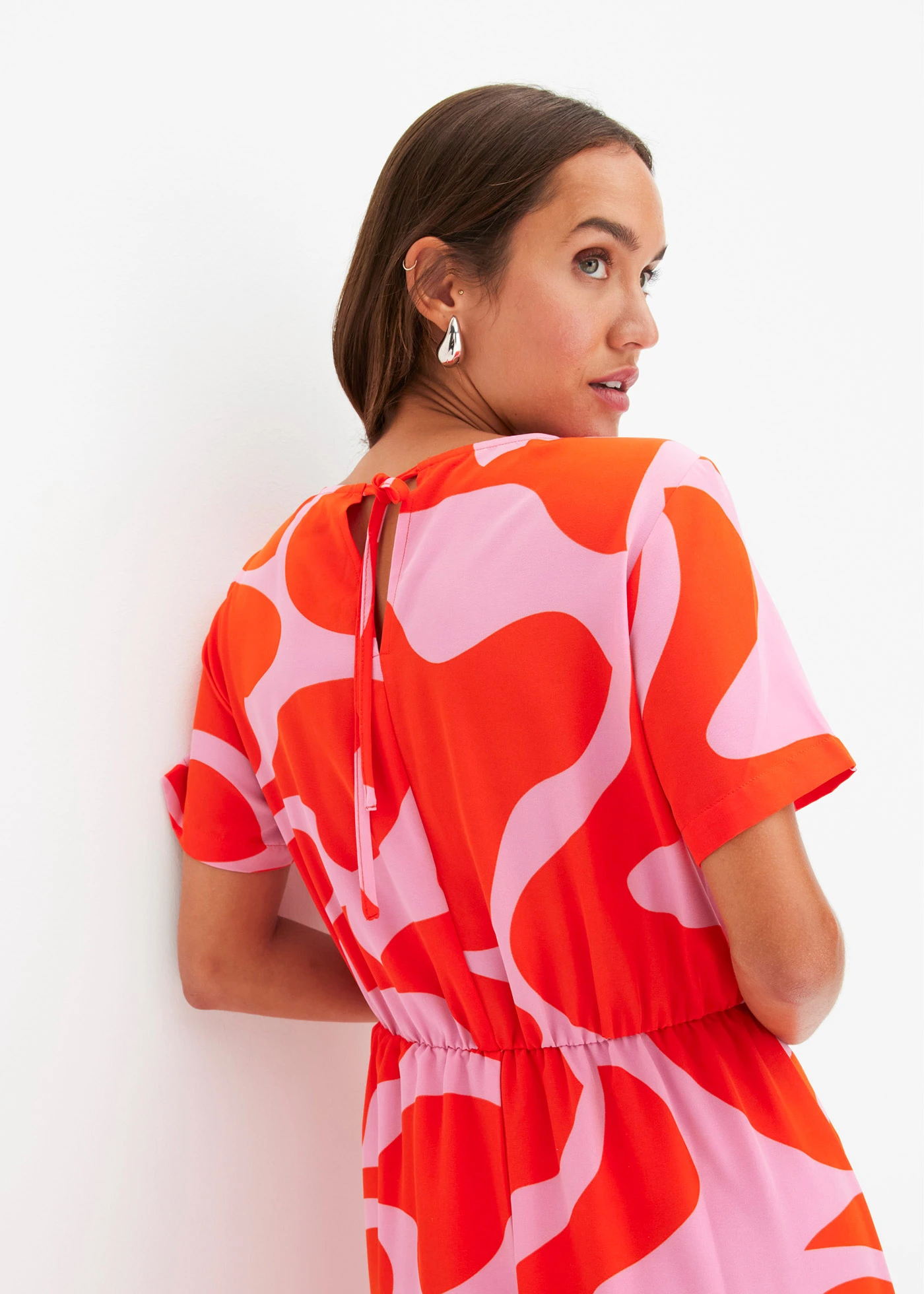 Robe midi • orange/rose vif graphique • Boutique bonprix