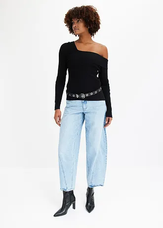 Balloon jeans, mid waist, Kleur: ijsblauw denim used