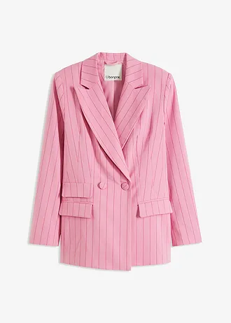 Blazer met krijtstrepen, Kleur: bloesempink-lichtfuchsia gestreept