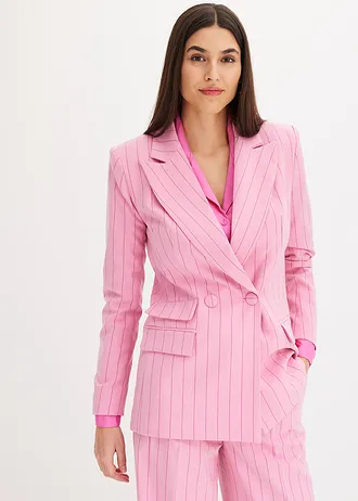 Blazer met krijtstrepen, Kleur: bloesempink-lichtfuchsia gestreept
