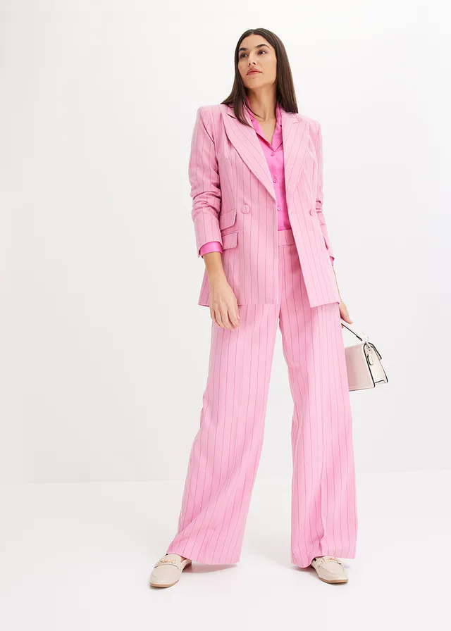 Bluză din satin fin pink pastel/fucsia deschis cu dungi