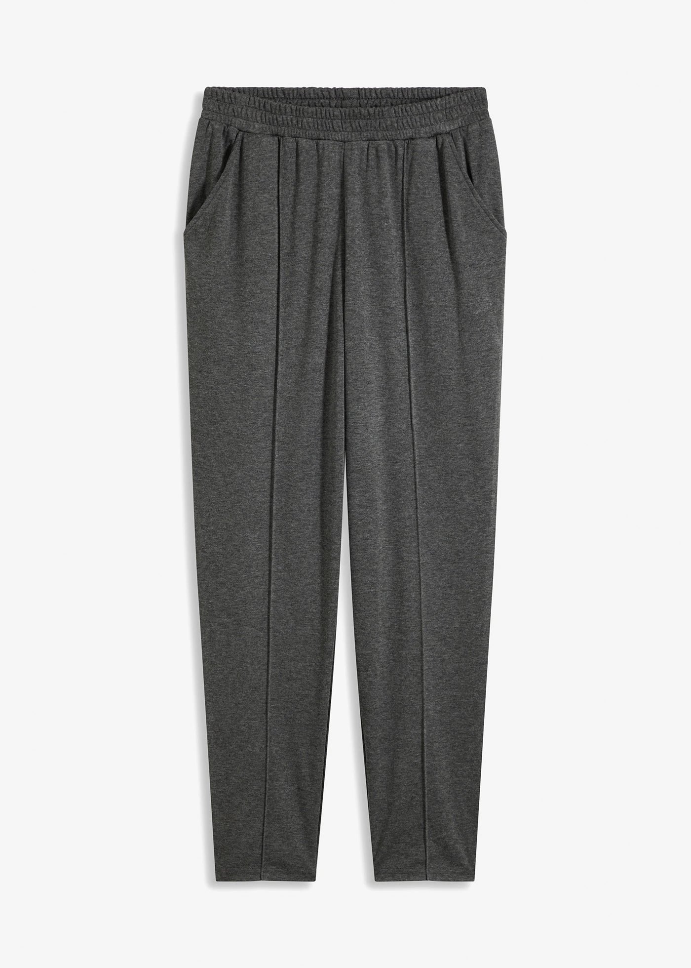 Pantalon élastiqué avec nervures devant • gris chiné chiné • Boutique bonprix