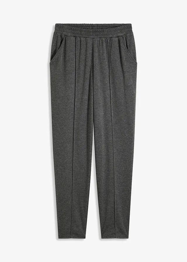 Pantaloni din jerse cu dungă, fără încheiere • gri melanj melanj • magazin bonprix