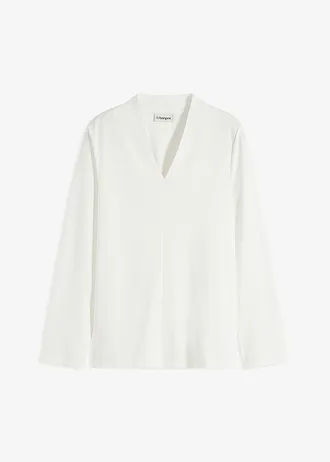 Bluzka z długim rękawem • biel wełny • sklep bonprix