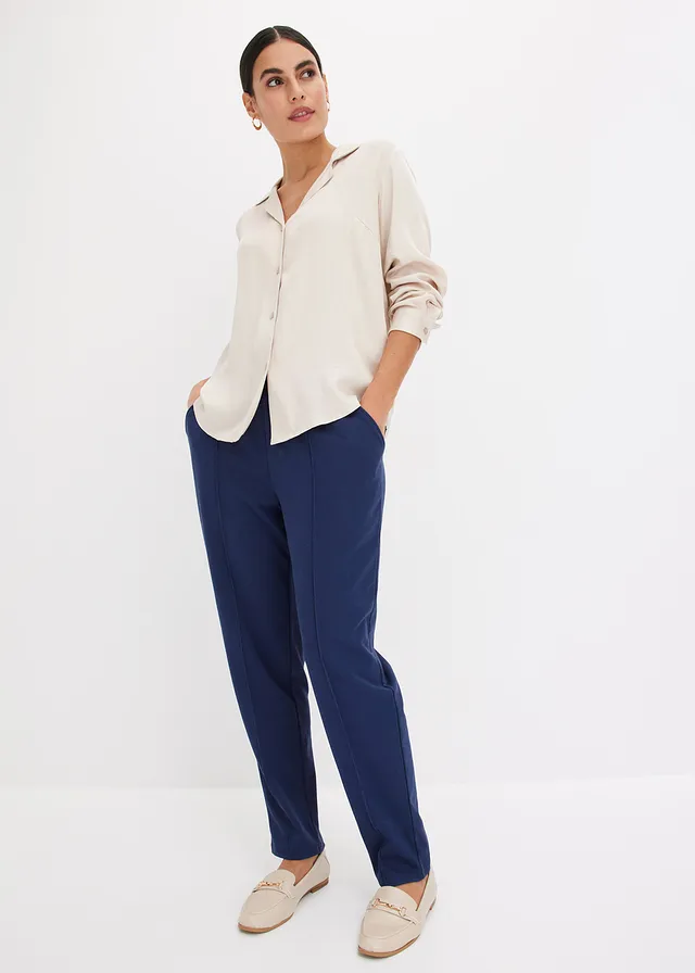 Jersey instapbroek met bies • donkerblauw • product-page.page-title-suffix