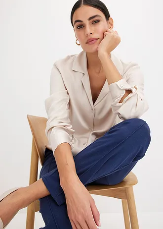 Pantalon élastiqué avec passepoils devant • bleu foncé • Boutique bonprix