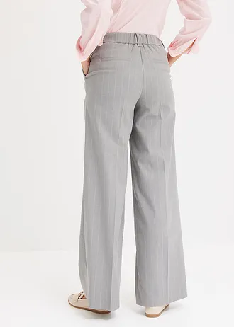 Pantalon large à pinces et rayures tennis • gris-beige rayé • Boutique bonprix