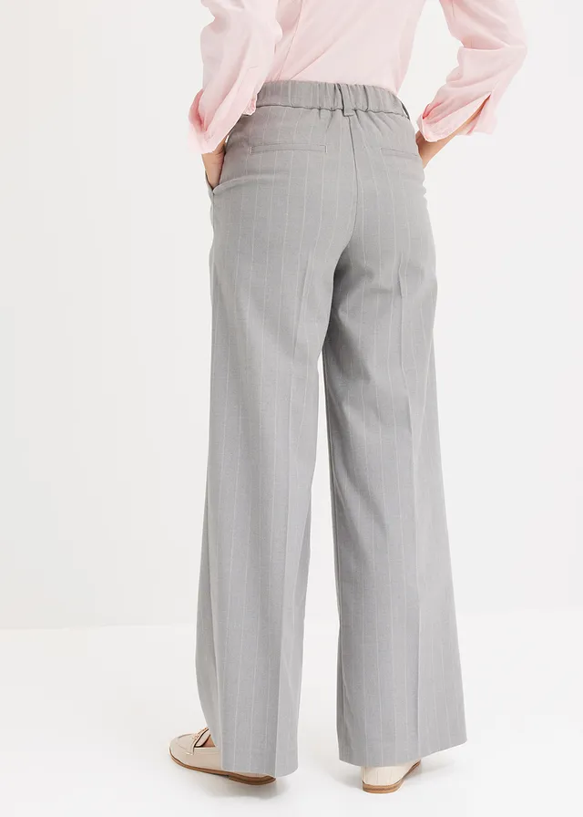 Pantaloni Marlene cu dungi subțiri • gri/bej cu dungi • magazin bonprix