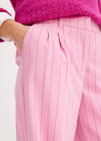 Pantalon large à pinces et rayures tennis • rose glycine-fuchsia clair rayé • Boutique bonprix