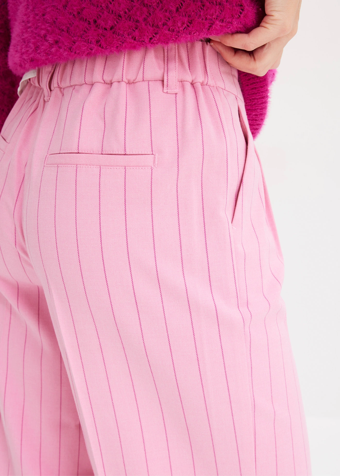 Pantalon large à pinces et rayures tennis • rose glycine-fuchsia clair rayé • Boutique bonprix