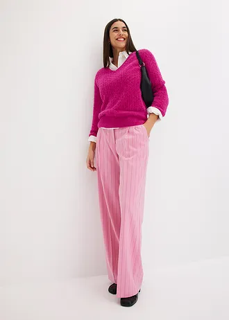 Pantalon large à pinces et rayures tennis • rose glycine-fuchsia clair rayé • Boutique bonprix
