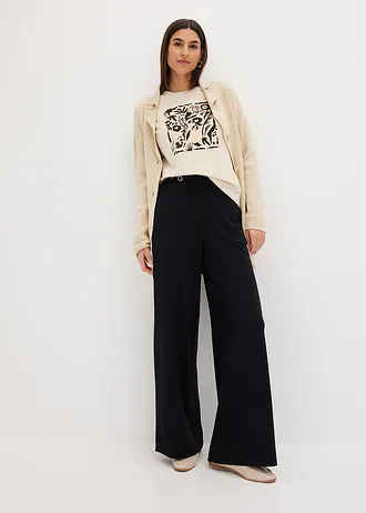 Longsleeve met biologisch katoen • kiezelgrijs-mokkabruin-zwart gedessineerd • bonprix online shop