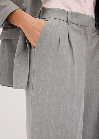 Pantalon large à pinces et rayures tennis • gris-beige rayé • Boutique bonprix
