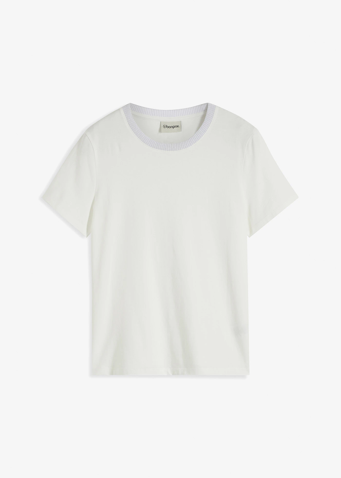 Shirt ze ściągaczem i połyskującą nitką • biel wełny • sklep bonprix