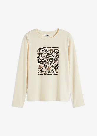 Longsleeve met biologisch katoen • kiezelgrijs-mokkabruin-zwart gedessineerd • bonprix online shop