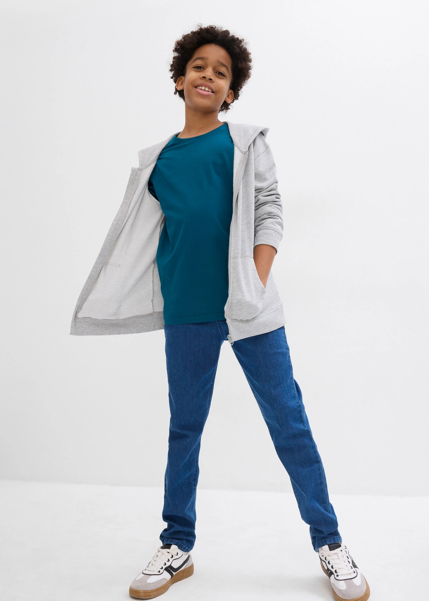 Longsleeve met biologisch katoen (set van 3) • blauwpetrol+donkerblauw+wit • bonprix online shop