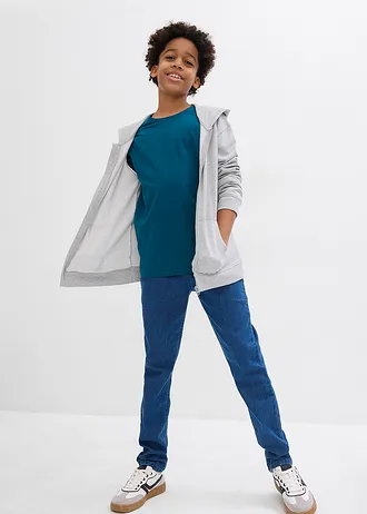 Longsleeve met biologisch katoen (set van 3) • blauwpetrol+donkerblauw+wit • bonprix online shop