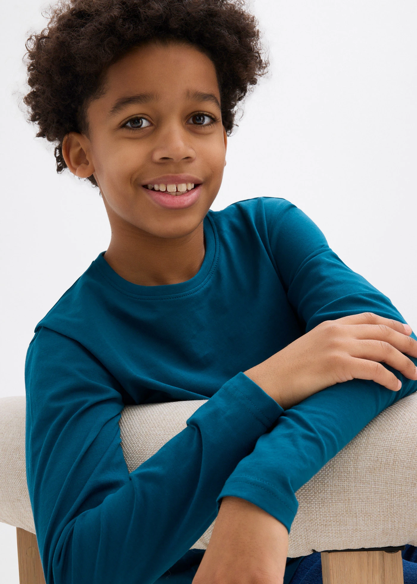 Triko s dlouhým rukávem a organickou bavlnou (3 ks v balení) • modrá petrolejová + tmavě modrá + bílá • bonprix obchod