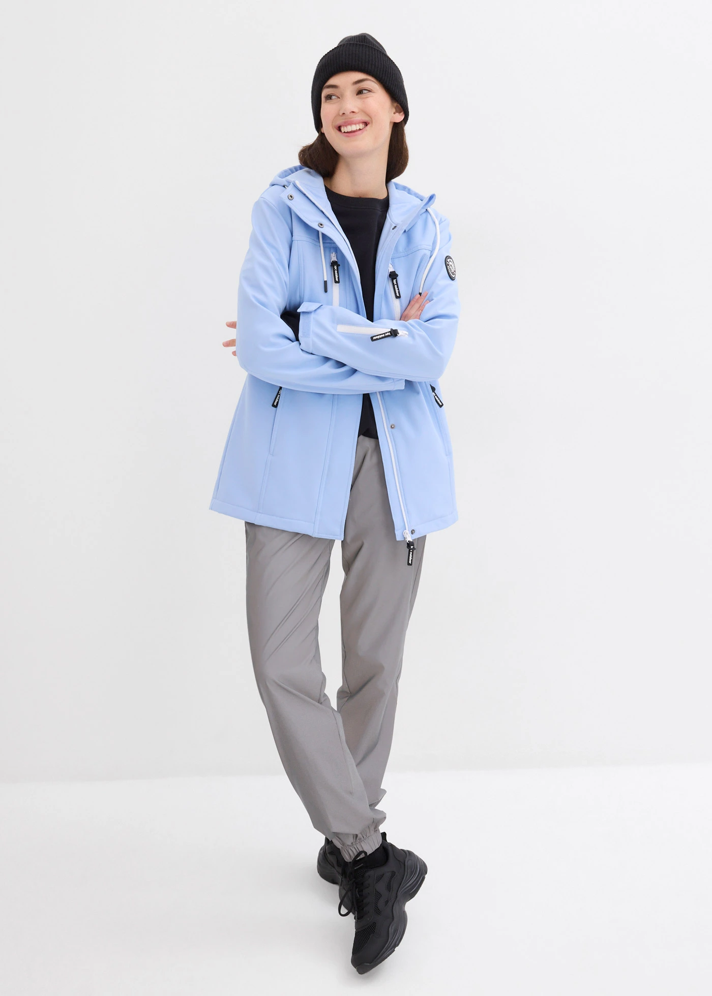 Softshellová bunda, vodoodpudivá • perlově modrá + bílá • bonprix obchod