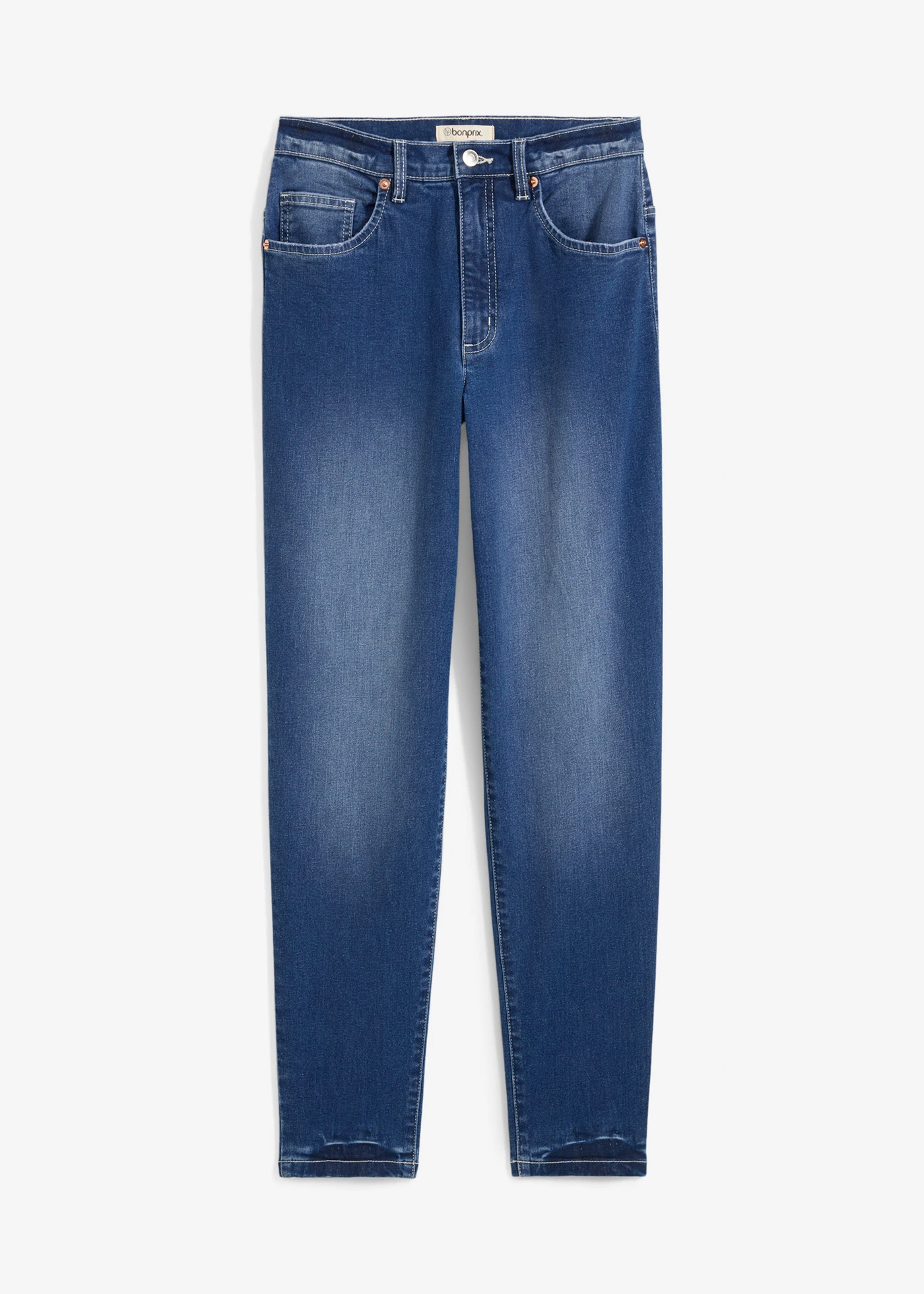 Mom jeans high rise, cropped • middelblauw denim used • bonprix online shop