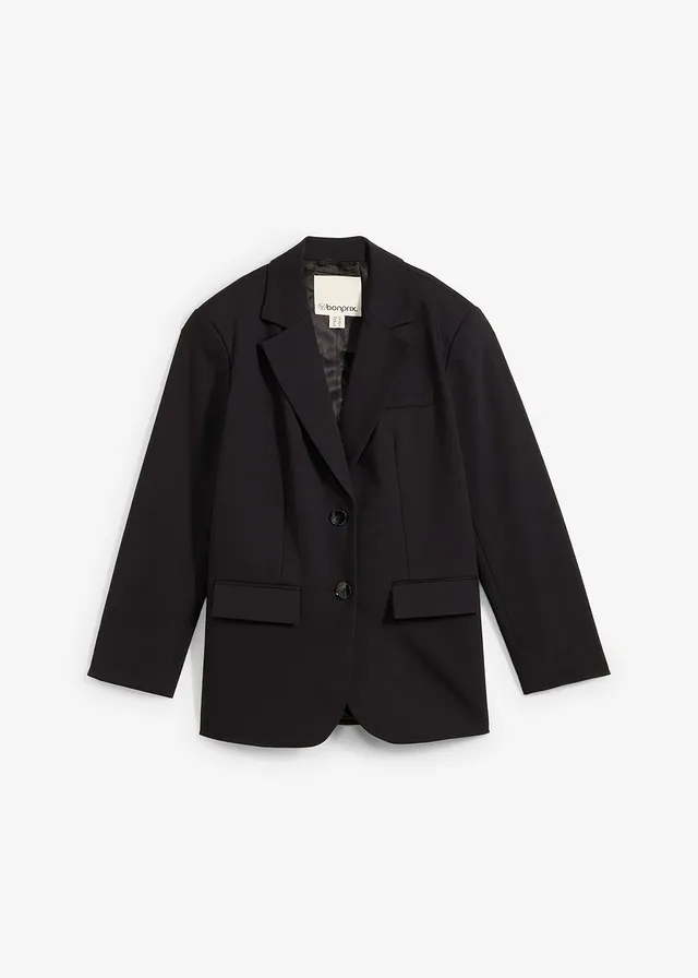 Oversize blazer, Kleur: zwart