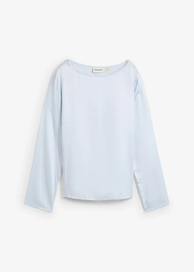 Blouse van soepelvallend satijn • zachtblauw • bonprix online shop