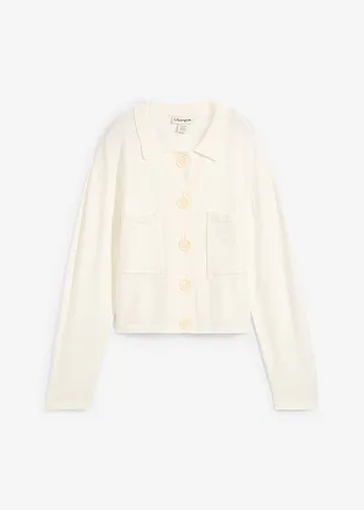 Kort fijngebreid vest • wolwit • bonprix online shop