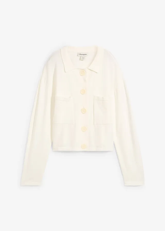 Kort fijngebreid vest • wolwit • bonprix online shop