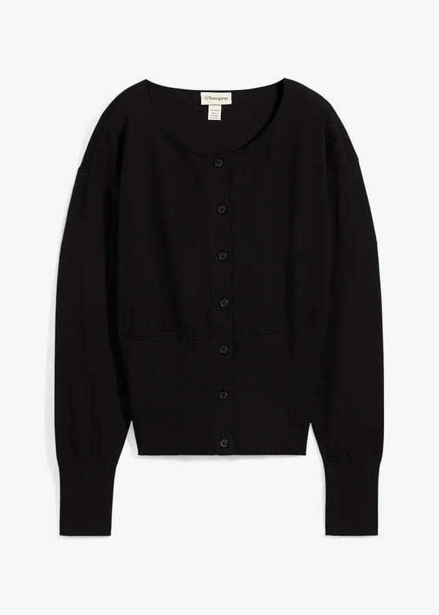 Fijn gebreid vest met ronde hals • zwart • bonprix online shop