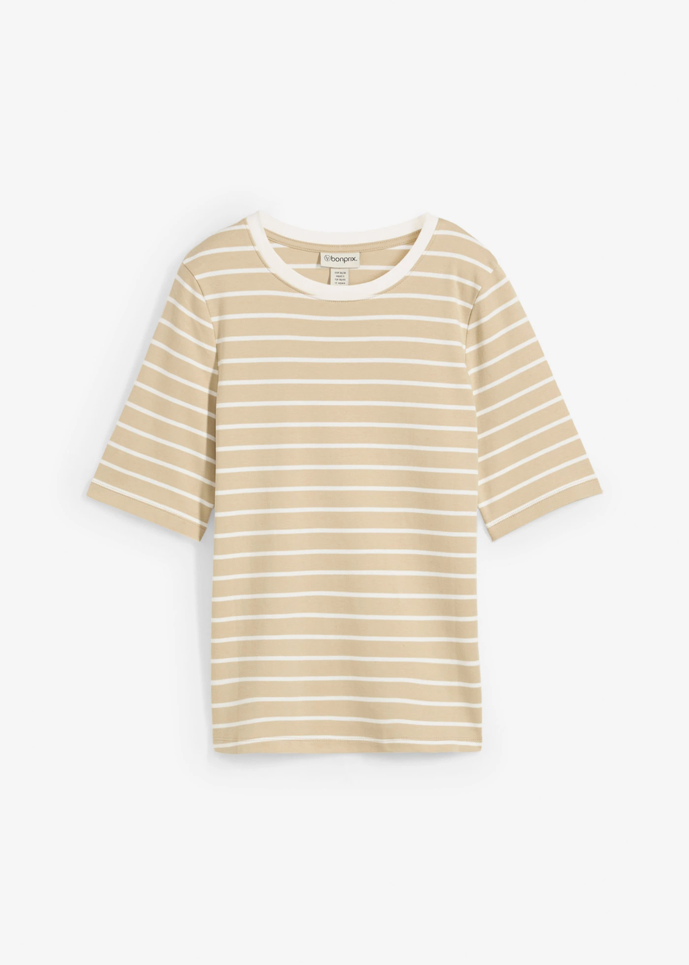 Póló nehéz bio-pamutból • füstkeki-gyapjúfehér csíkos • bonprix áruház