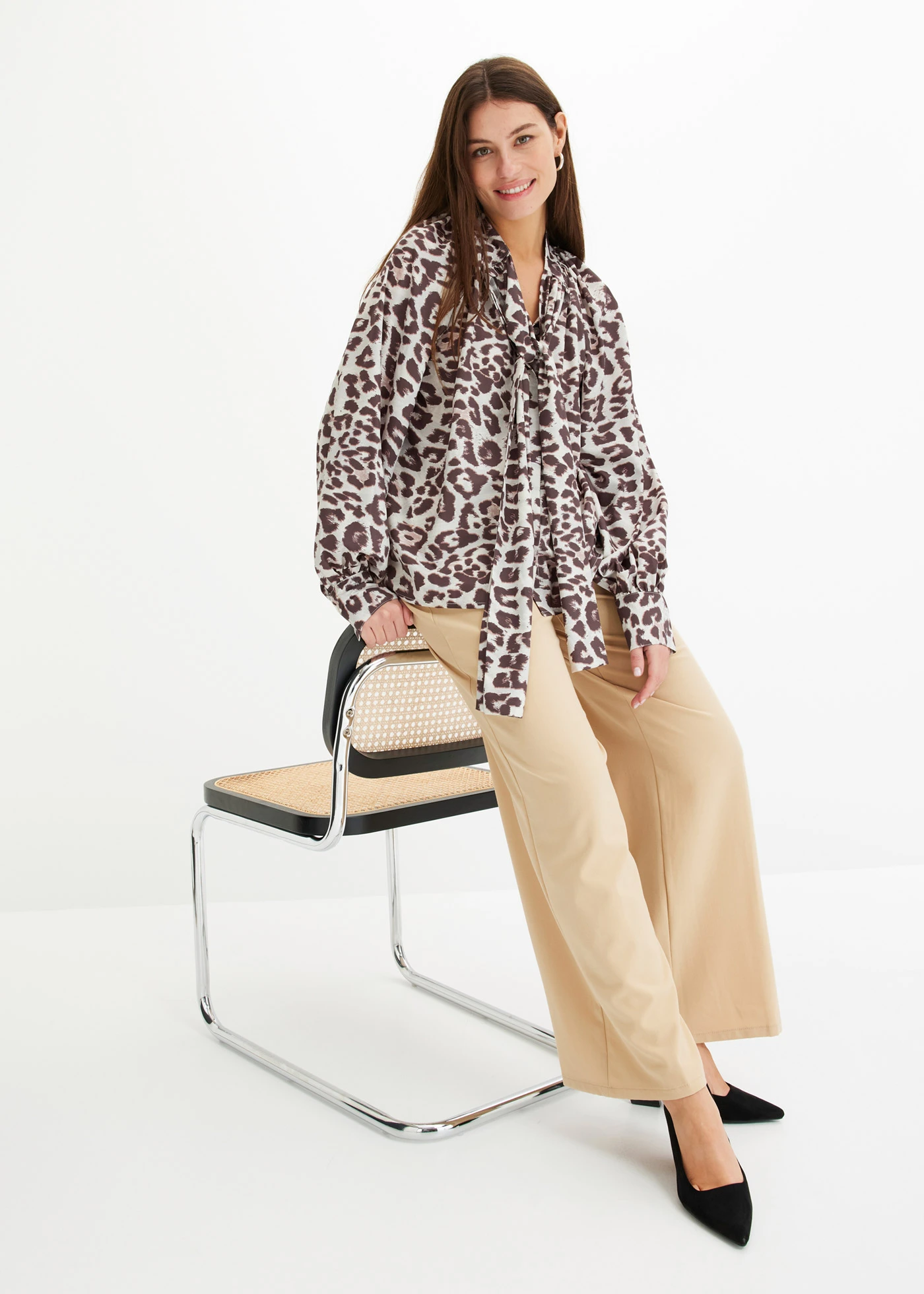 Halenka s vázačkou • písková s leopardím potiskem • bonprix obchod