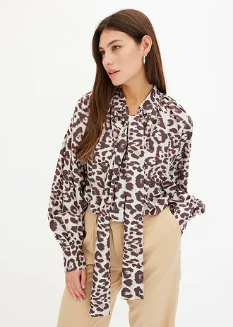 Halenka s vázačkou • písková s leopardím potiskem • bonprix obchod